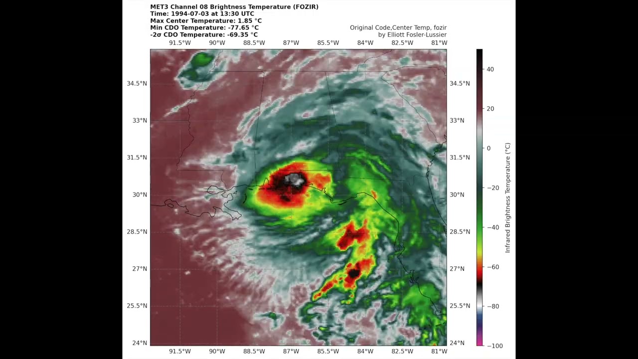 Tropical Storm Alberto (1994) Meteosat FozIR Satellite Imagery
