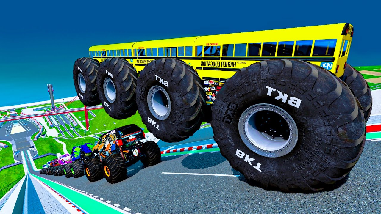 BeamNG Monster Truck Car Jump Chaos Extreme Crashes!