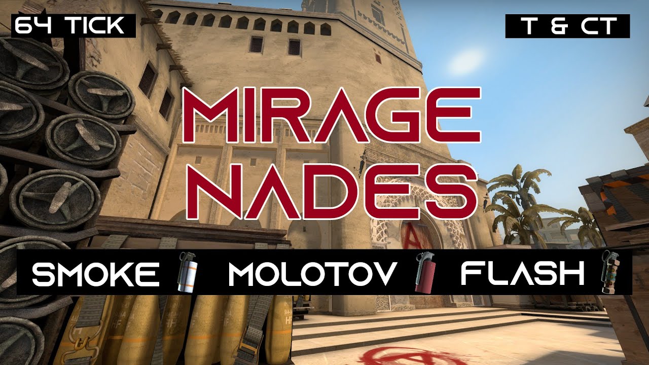 MIRAGE NADES [64 tick] - T&CT Smokes, Molotovs, Popflashes 2020 (with call-outs and timestamps)