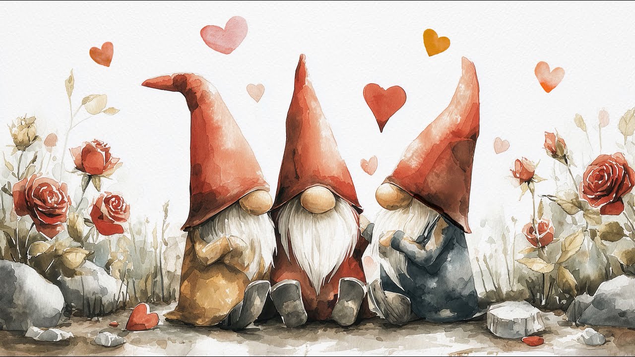 Cute Vintage Valentine's Gnomes Frame TV Art | Frame TV Art Screensaver Frame TV Art Live Wallpaper
