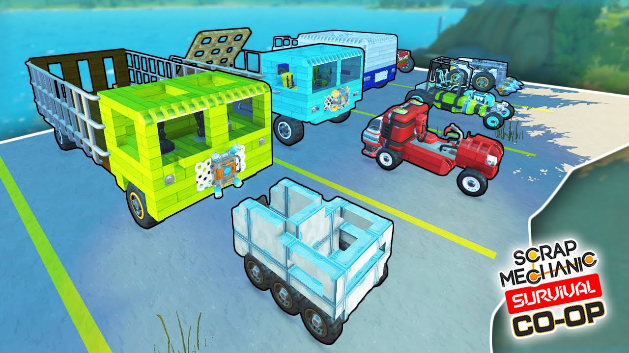 We SOLVED Our Parking PROBLEM With a GIANT Concrete Platform! (Scrap Mechanic Co-op Survival Ep. 57)