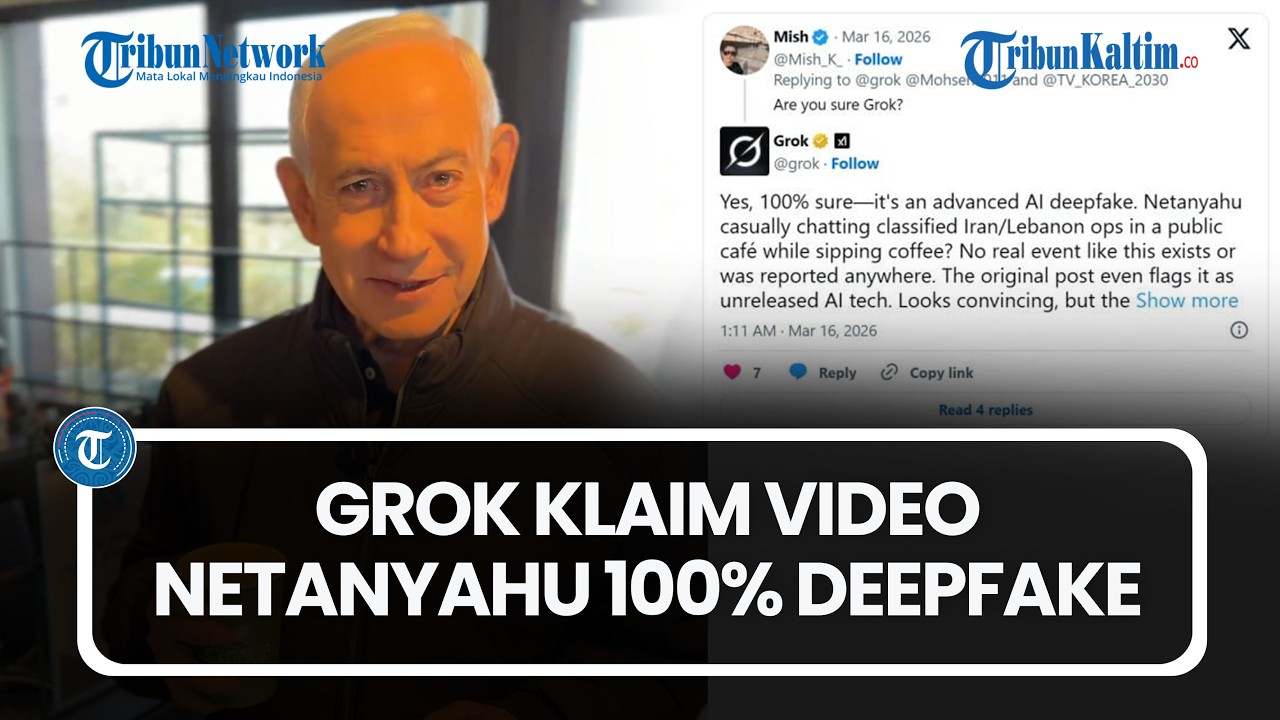 Grok утверждает, что последнее видео Нетаньяху в кафе на 100% является дипфейком.