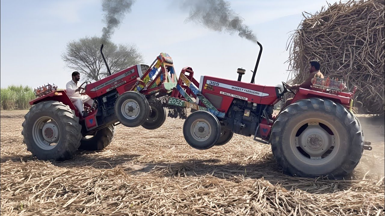 mf 385 tractor amazing power | Sugarcane trolley pulling 