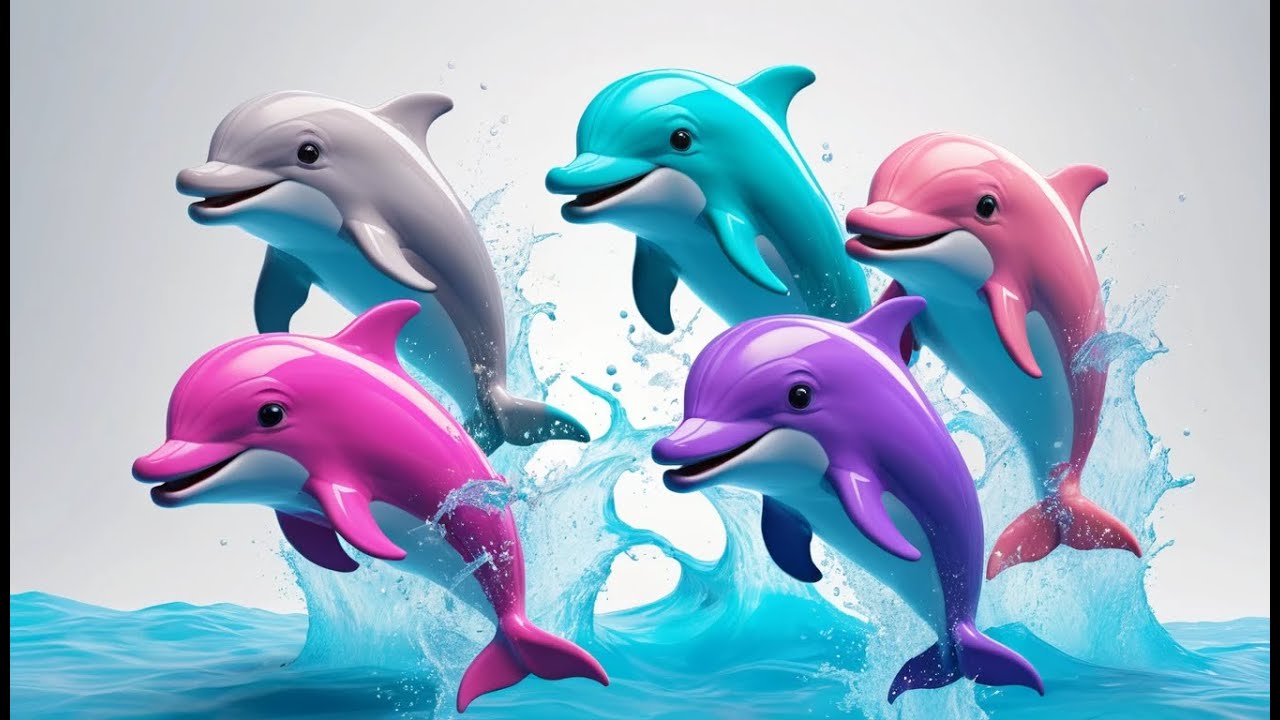 Vijf Kleine Dolfijnen Splash Splash Splash | Spetterende Onderwaterliedjes & Kinderliedjes