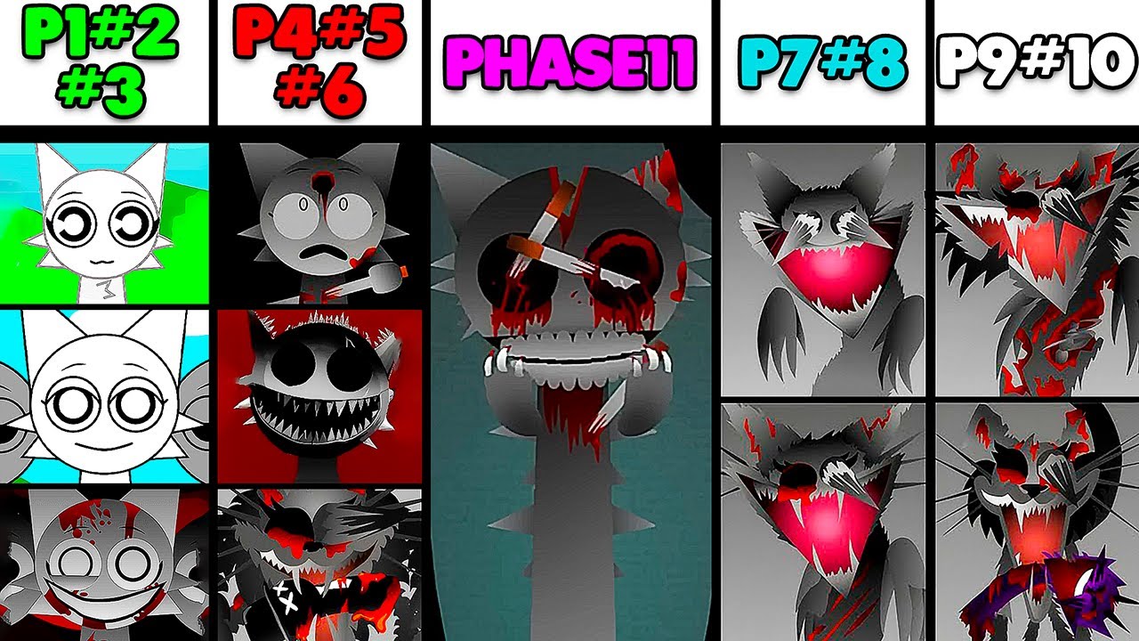 Phase 1 VS Phase 2 VS Phase 3 VS Phase 4 VS Phase 5 VS Phases 6-11 in Incredibox Sprunki!
