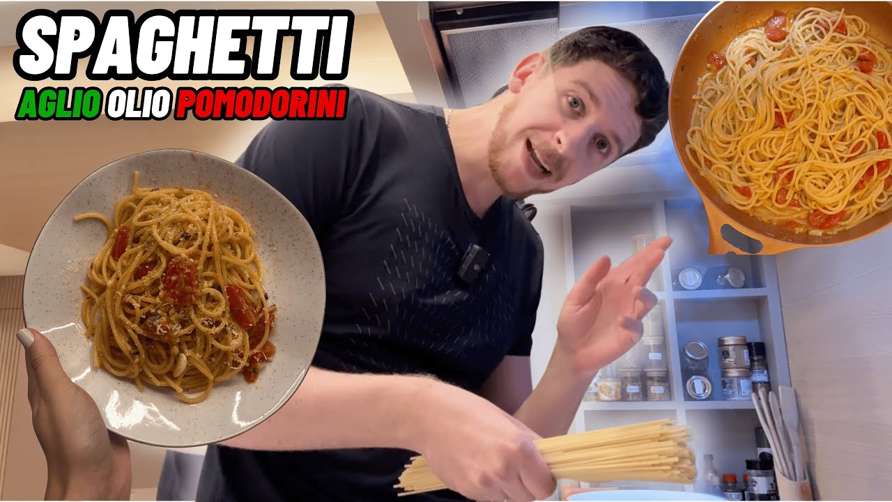 Spaghetti Aglio, Olio, Pomodorini e Peperoncino Cremosi (SUB ITA)|Migliora Il Tuo Italiano In Cucina