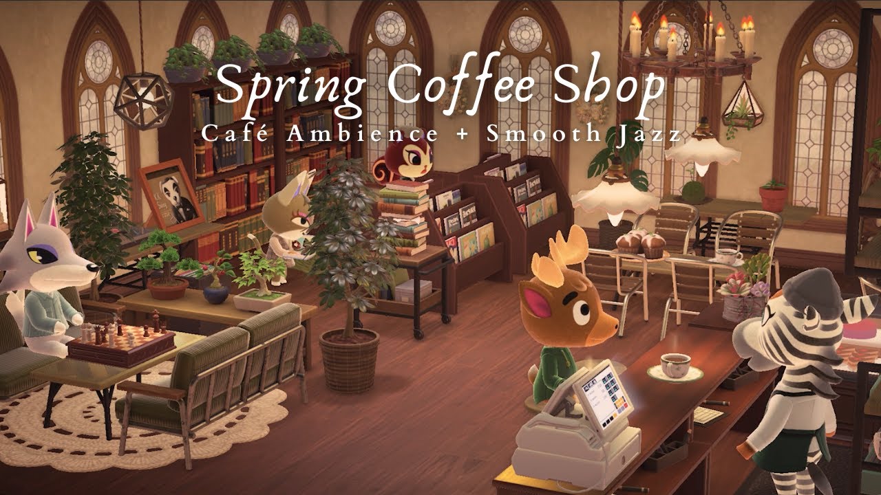Spring Coffee Shop ☕ 1 Hour Smooth Jazz 🌱 Books & Plants & Coffee 📚 Study Music | Work Aid 🎧
