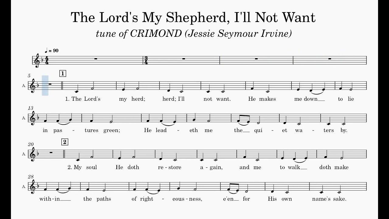 The Lord's My Shepherd, I'll Not Want (Alto Part)
