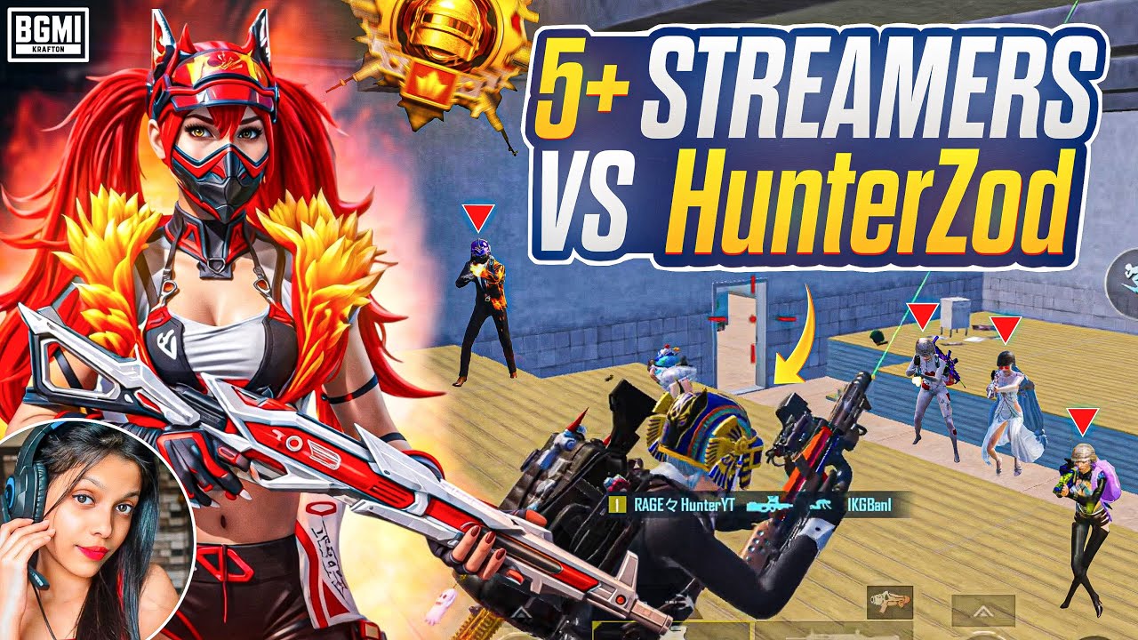 5+ Pro Streamers Vs HunterZod 🔱🔥 | BGMI | HunterZod