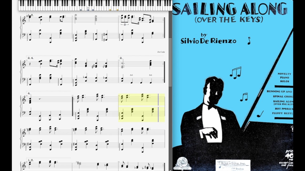 Sailing Along [Over the Keys] by Silvio de Rienzo (1928, Novelty piano)