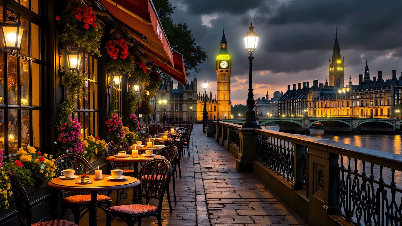 London Street Café at Night ☕ Smooth Jazz & Soft Piano Music for Study, Relaxation & Focus