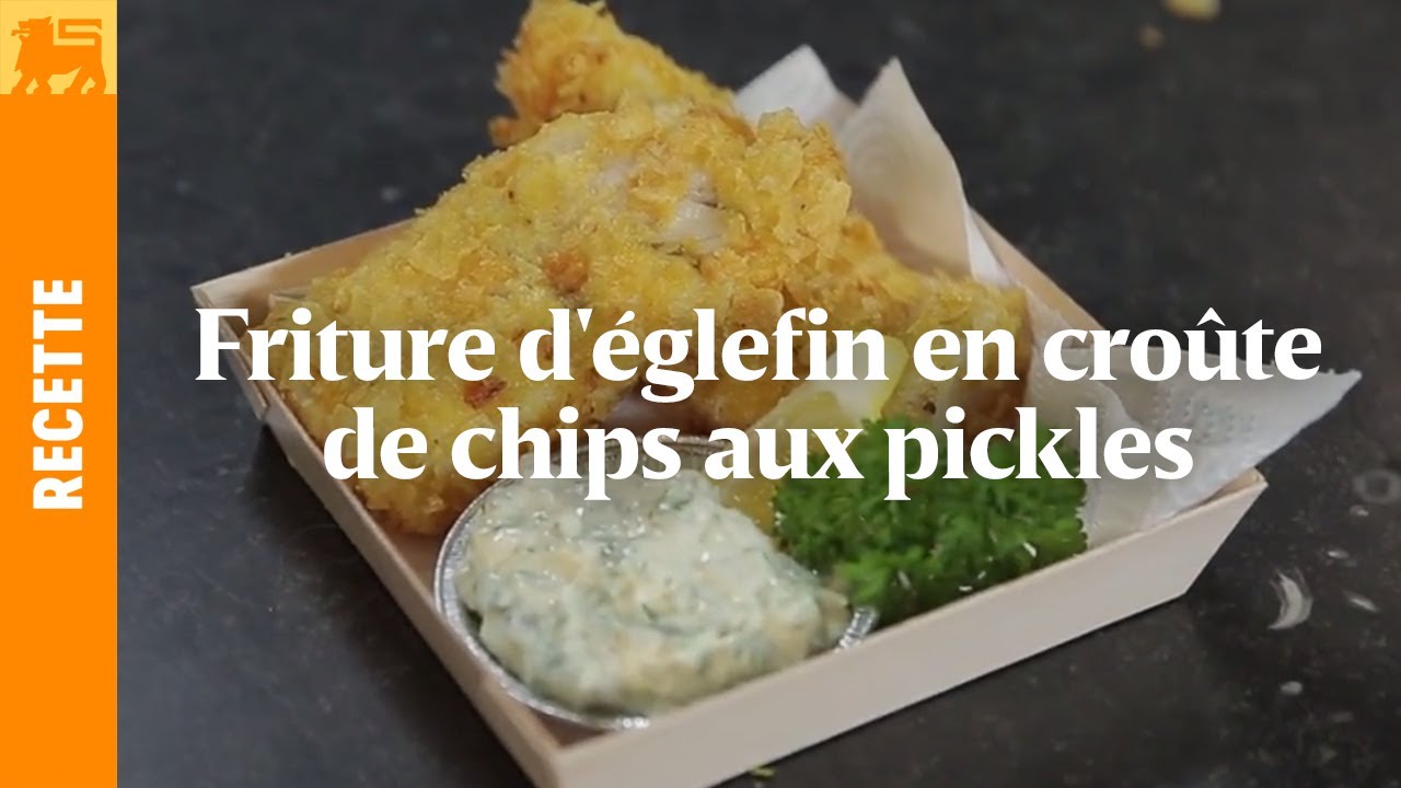 Friture d'églefin en croûte de chips aux pickles, sauce tartare