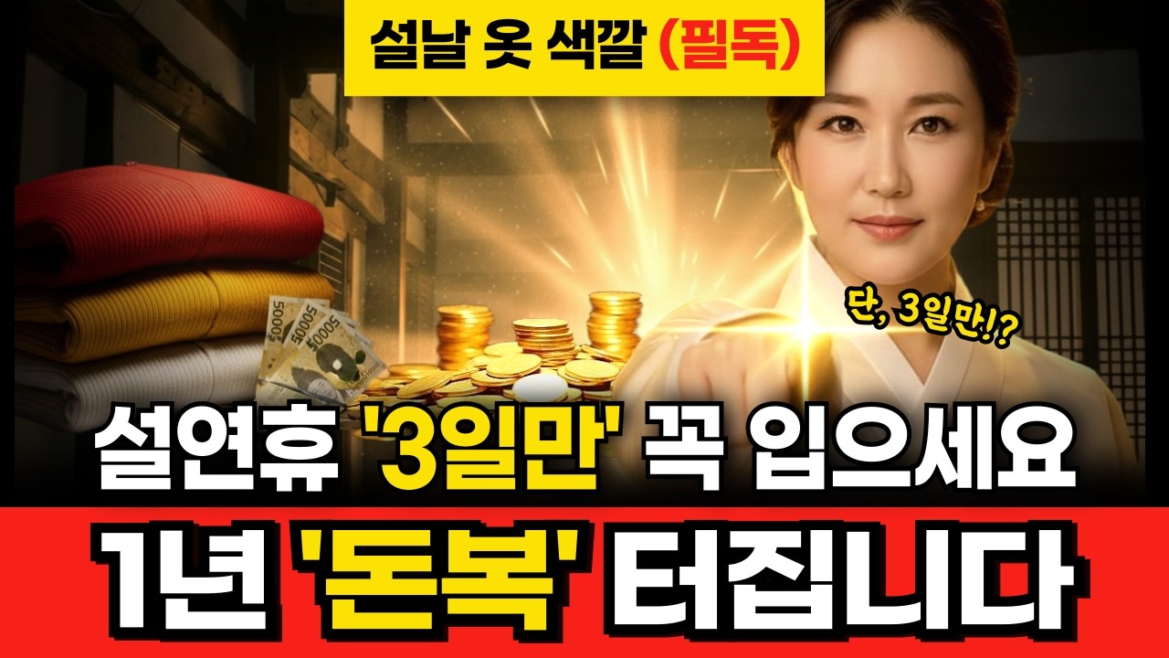 설날 옷색깔 '3일만' 이 색 꼭 입으세요! 1년 내내 재물운 터집니.｜2026년운세 띠별운세 재물운