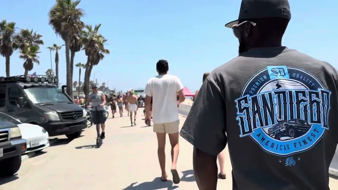 Walking Tour - Pacific Beach Boardwalk, San Diego, CA - July 4th.