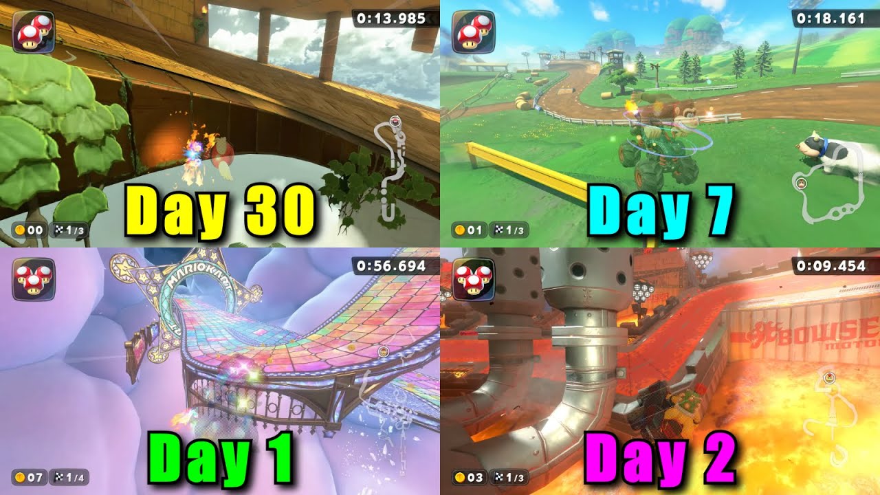 Release vs 1 Day vs 1 Week vs 1 Month World Record Comparison - Mario Kart World