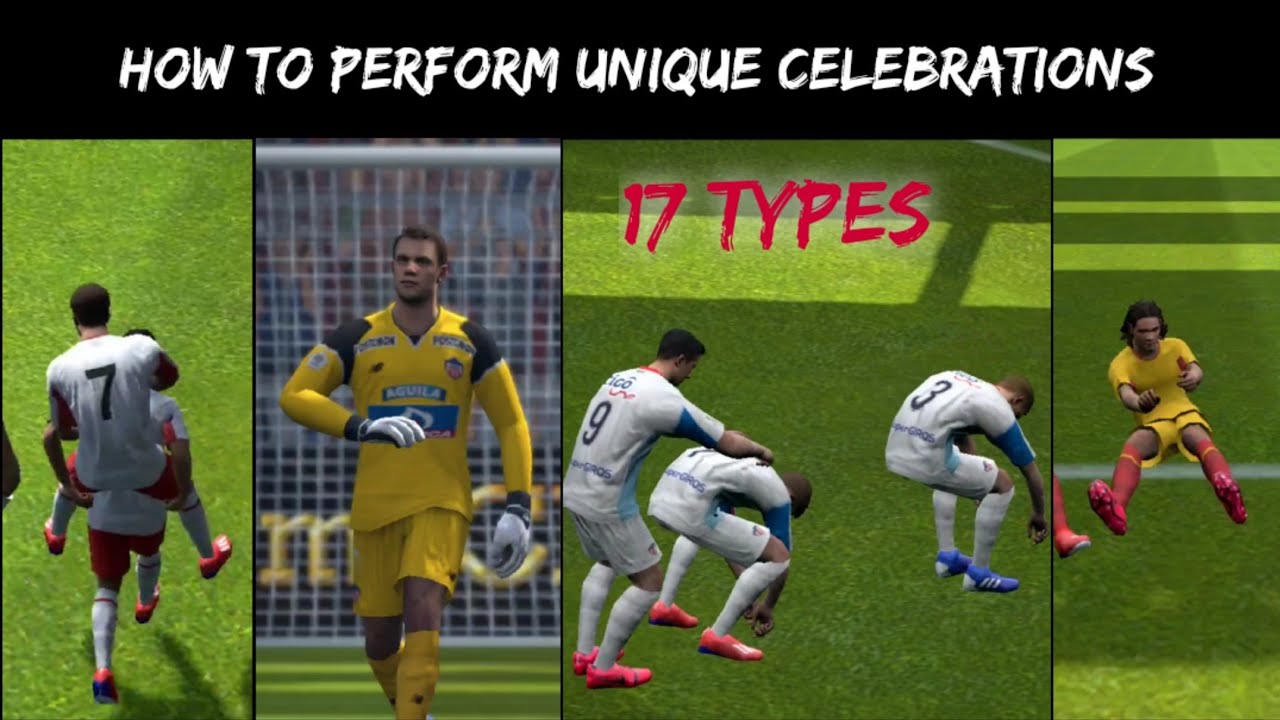 How to Perform over 17 types of Unique Goal Celebrations __ Pes 21 Mobile