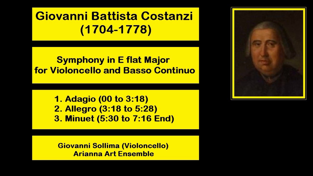 Giovanni Battista Costanzi (1704-1778) - Symphony in E flat Major for Violoncello and Basso Continuo