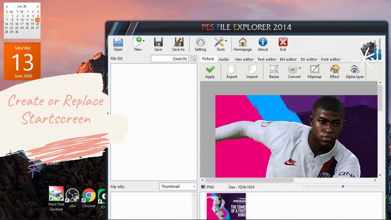 How to Create or Replace Startscreen for PES 13