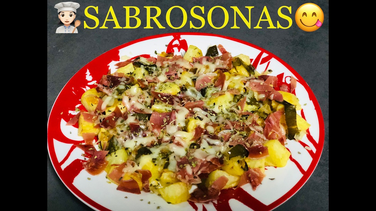 PATATAS FRITAS con JAMON, PIMIENTO y QUESO - FACIL y RAPIDO de HACER🍟🫑🧀