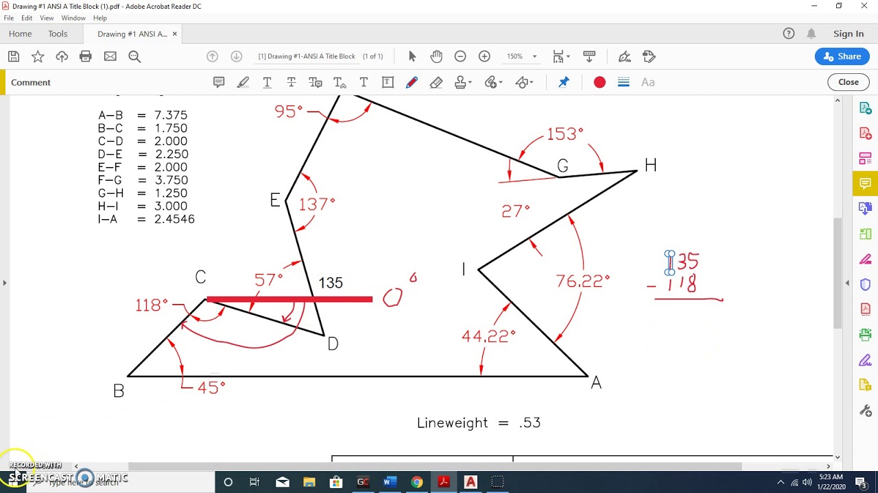 AutoCAD Draw #1 Lines and Angles