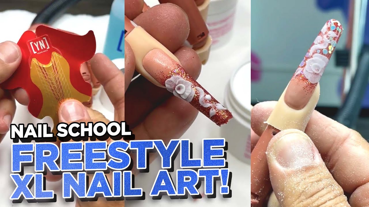 YN NAIL SCHOOL - Freestyle Nail Art Using Our New Products! - XL Nails