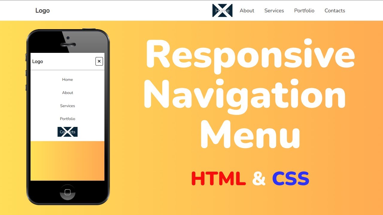 Адаптивное горизонтальное меню на чистом HTML и CSS | Responsive Navigation Menu Tutorial
