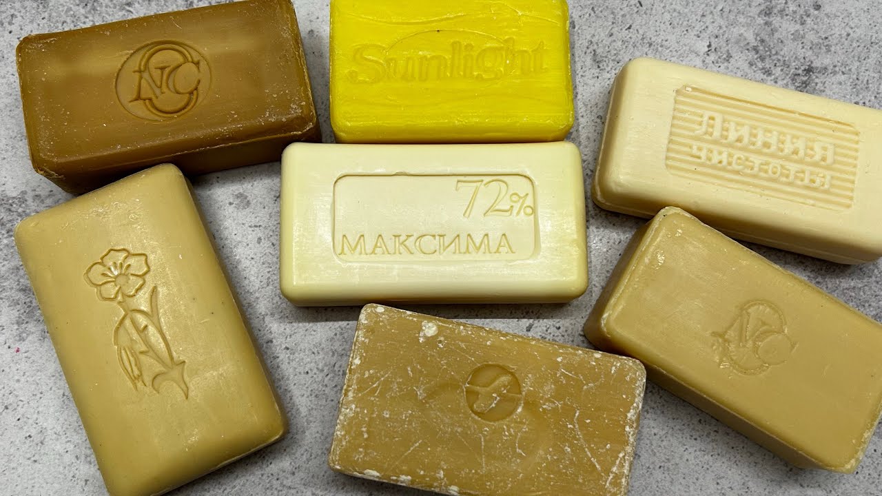 ASMR soap/ Dry soap cutting 💛🤍🤎/ Резка сухого хозяйственного мыла 2003-2004 гг