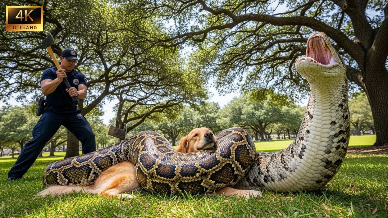 Heroic Rescue Team Saves Golden Retriever from GIANT Python Attack
