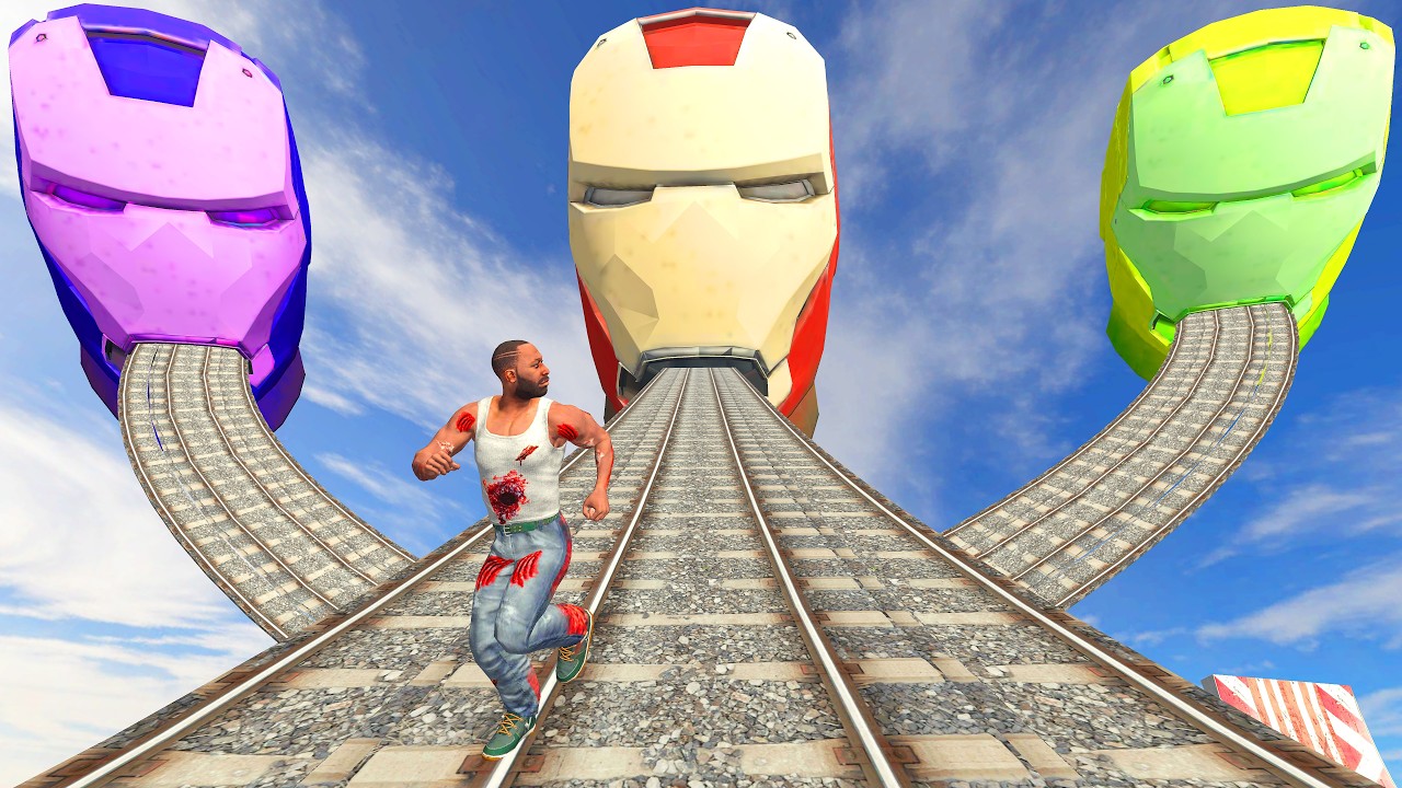 Franklin Found Longest Railway To Colorful Iron Man Head - INDIAN BIKE DRIVING 3D
