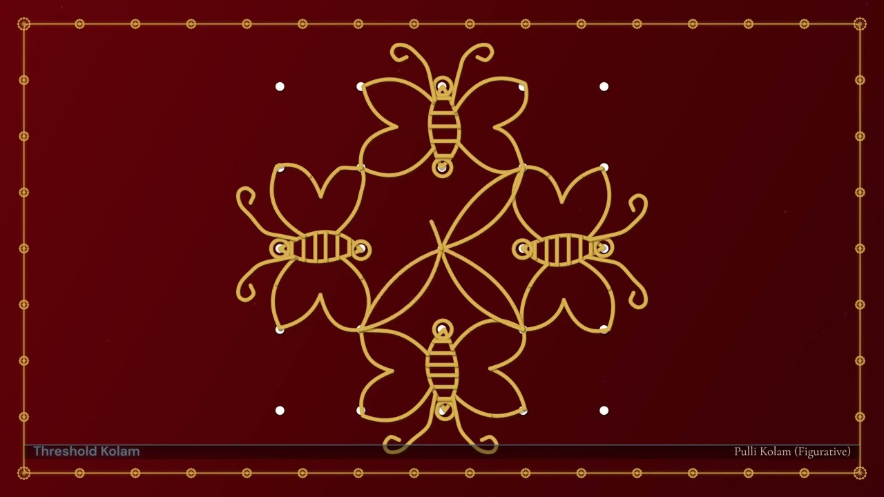 Butterfly Kolam Design with Dots — Four Wings of Grace | Step by Step Pulli Kolam