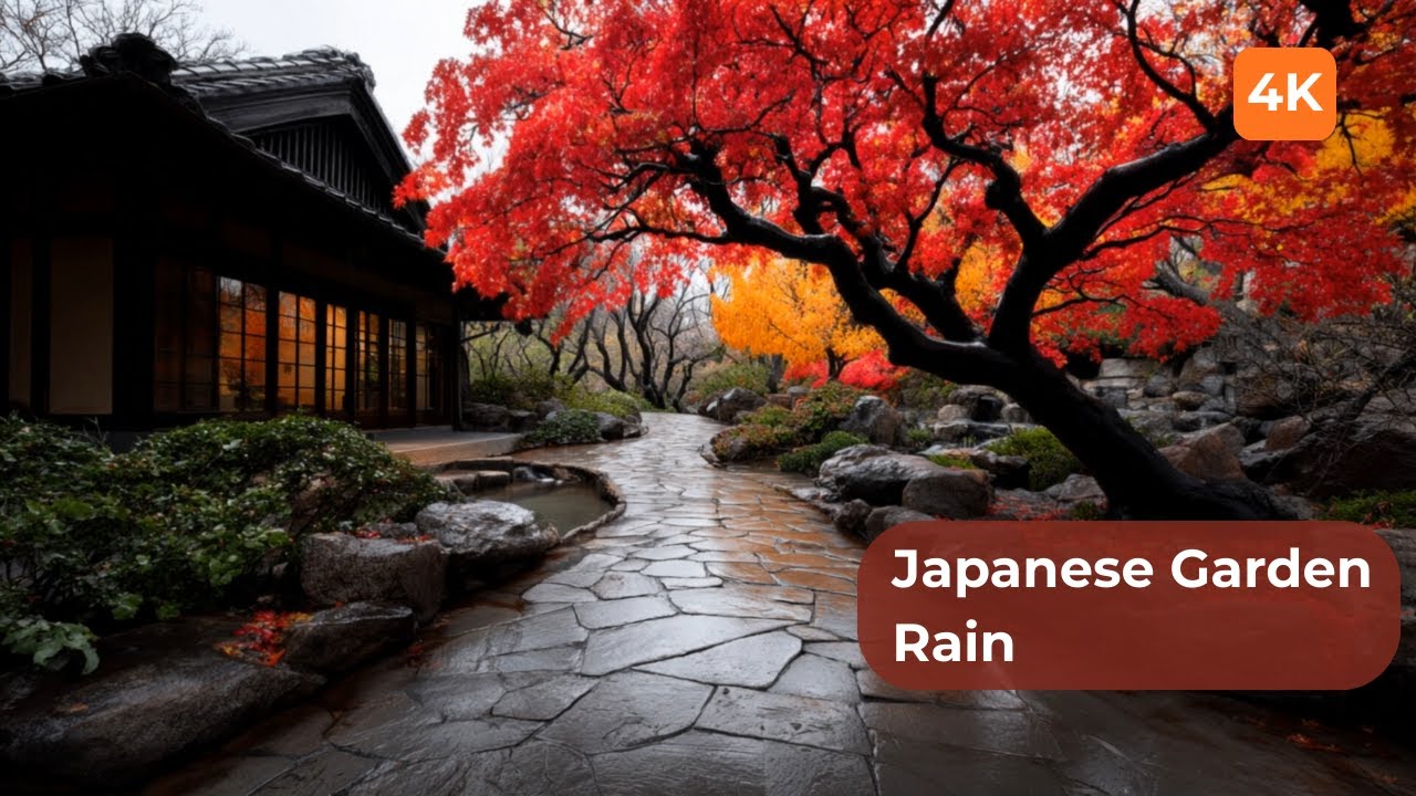 Autumn Rain in a Japanese Garden ASMR #asmr #asmrrain