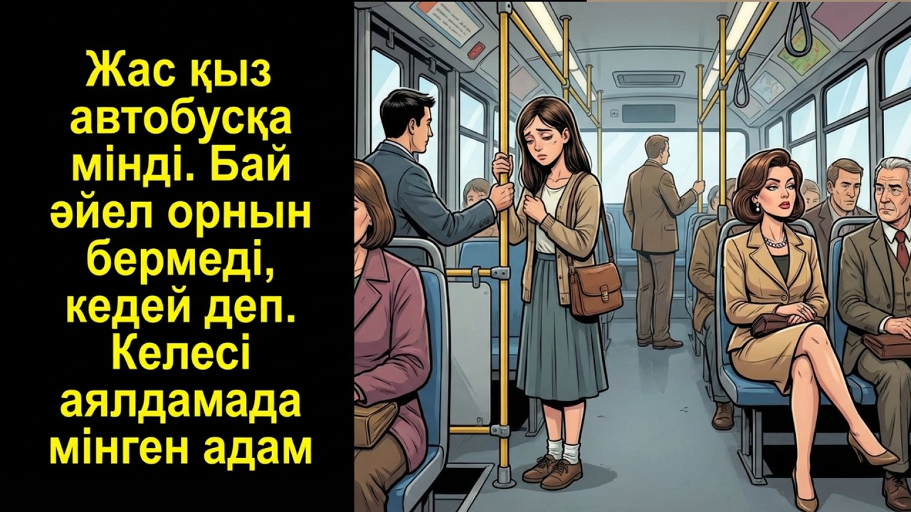 Жас қыз автобусқа мінді. Бай әйел орнын бермеді, кедей деп. Келесі аялдамада мінген адам