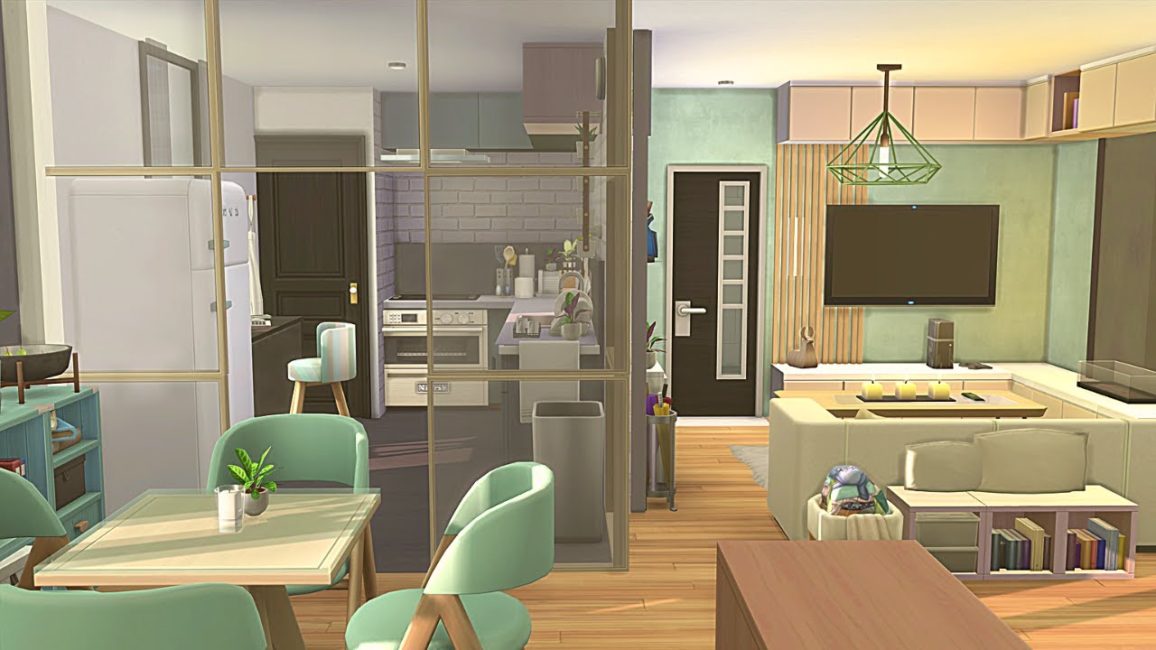 HIGH SCHOOL APARTMENT Part 3 🌆 Sims 4 Speed Build Stop Motion (NO CC)
