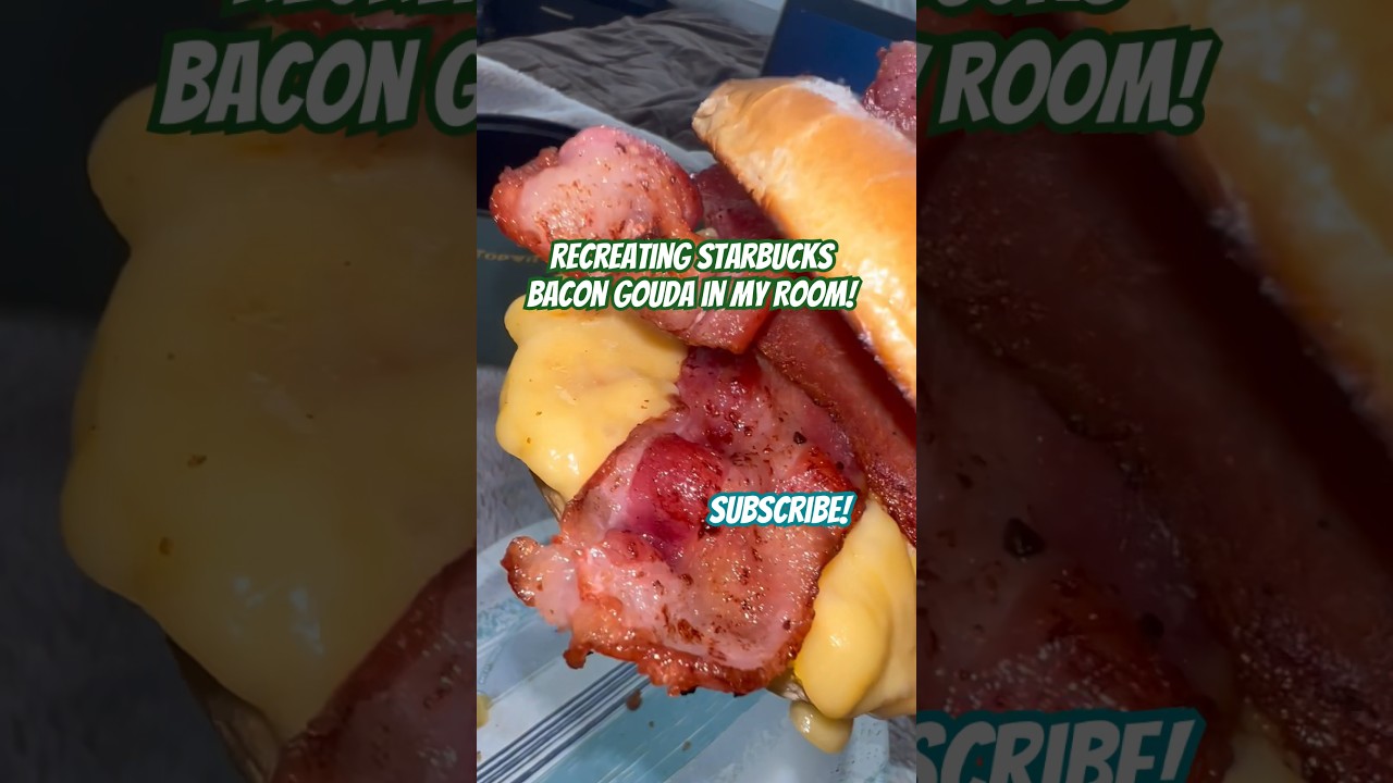 Attempted to recreate the Bacon Gouda sandwich from Starbucks! #starbucks #breakfast #lazy #dorm