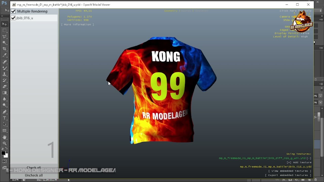 FIVEM - Como Editar Textura de roupas usando OpenIV e Photo Shop #1