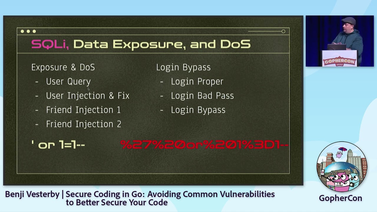 GopherCon 2022: Secure Coding in Go: Avoiding Common Vulnerabilities - Benji Vesterby