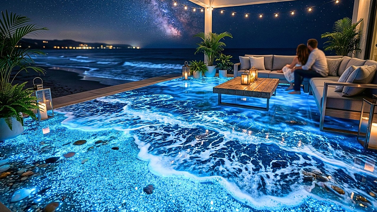 Top 8 Bioluminescent Beach Resin Designs Featuring Glowing Blue Sand and Foamy Waves for Patios