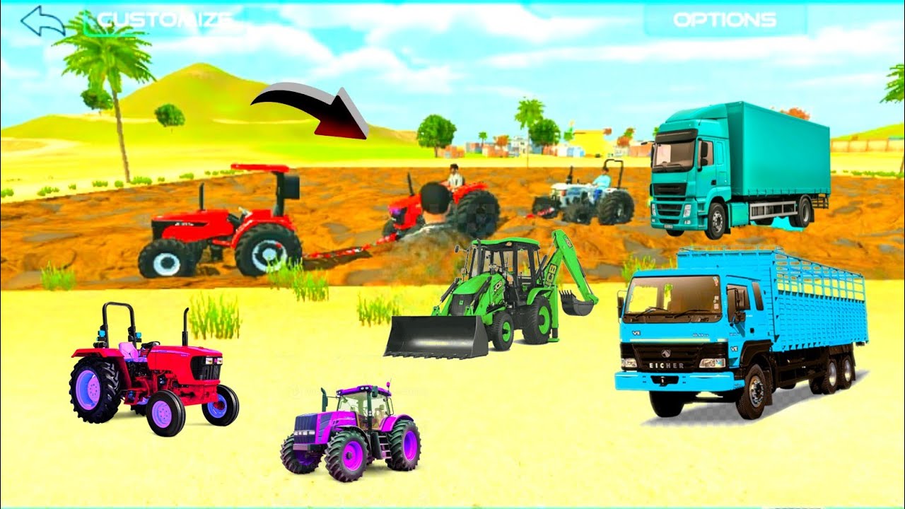 🤣Tractors Rescue Tha  Full Lode Truck On Mud Road | #gameplay  #indianvehiclessimulator  #tractor