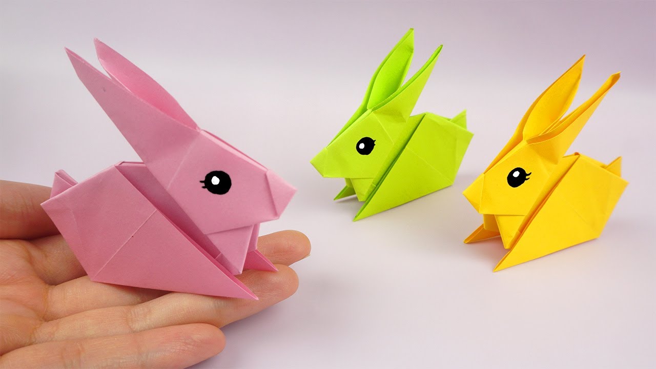 Origami Osterhase falten - Basteln für ostern - Osterdeko selber machen