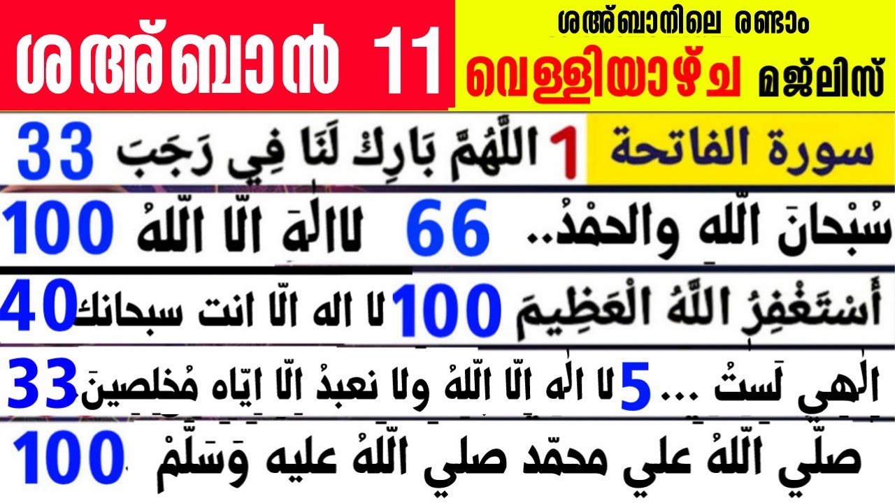 ശഅ്ബാൻ 11| വെള്ളിയാഴ്ച മജ്‌ലിസ്| ഇപ്പോൾ ചൊല്ലേണ്ട ദിക്റുകൾ സ്വലാത്ത് ദുആ|salah media 