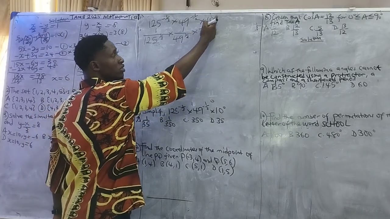 JAMB 2025 MATHEMATICS QUESTIONS 1-10..Follow me on tiktok @sylvesterodinaka