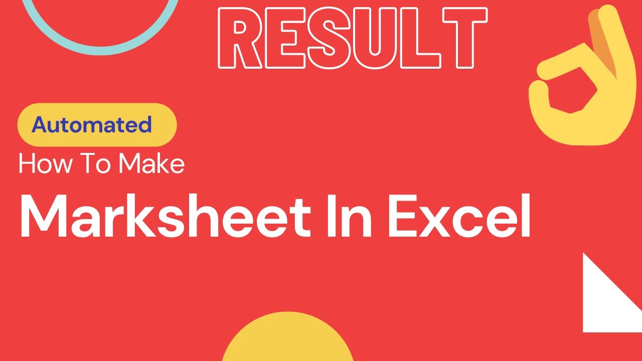 How To Make Marksheet In Excel | Result | Marksheet Excel Me Kaise Banaye | Expert World