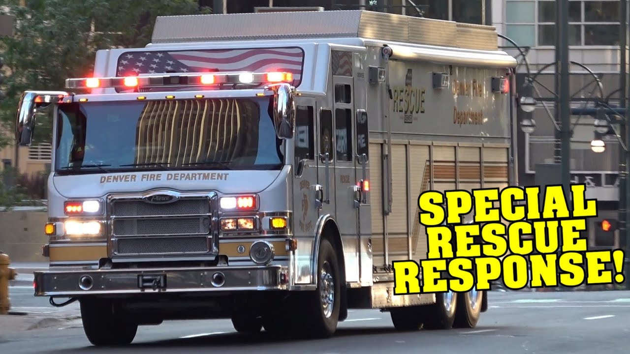 DENVER FIRE RESPONSE | High Angle Rescue | Chief 2, Truck 4, Engine 6, Engine 1, Tower 1 & Rescue 1!