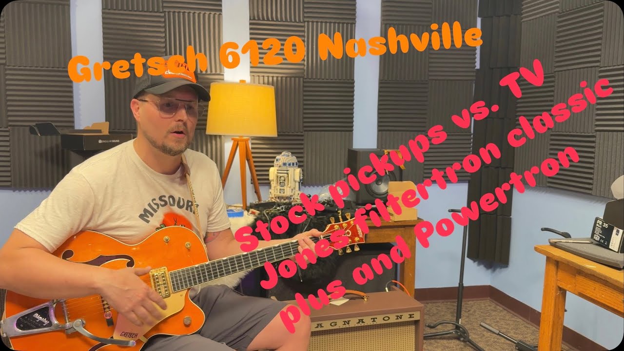 TV Jones Classic plus and Powertron pickup vs. stock pickups in a 1999 Gretsch 6120 Nashville.