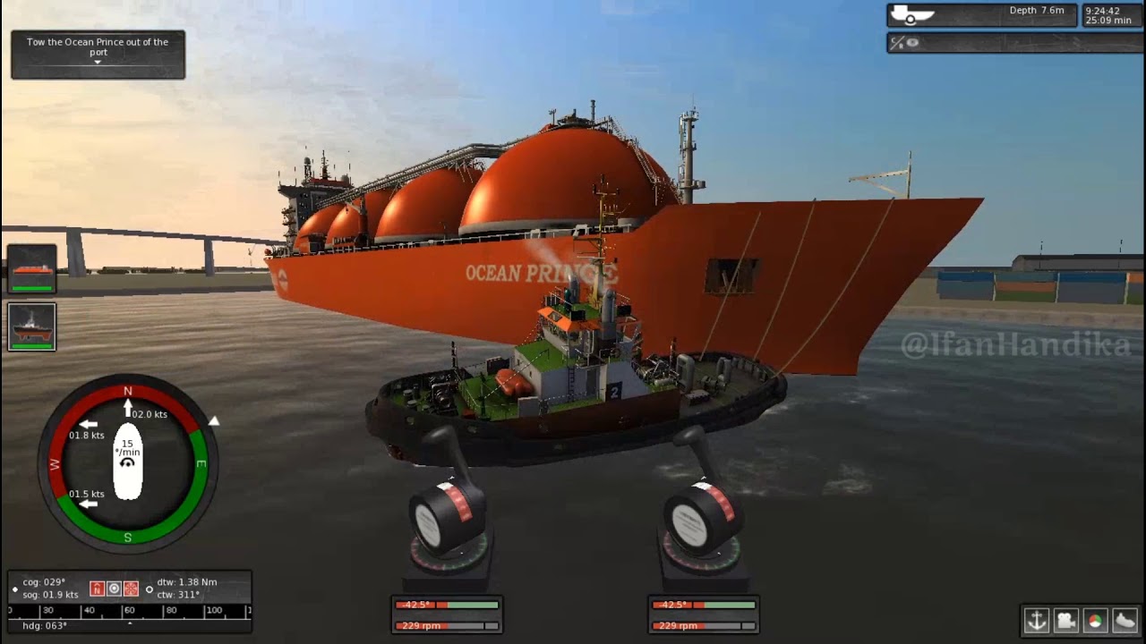 Kapal Tunda Narik Kapal Tanker Gas Keluar Pelabuhan | Ship Simulator Extream | P2