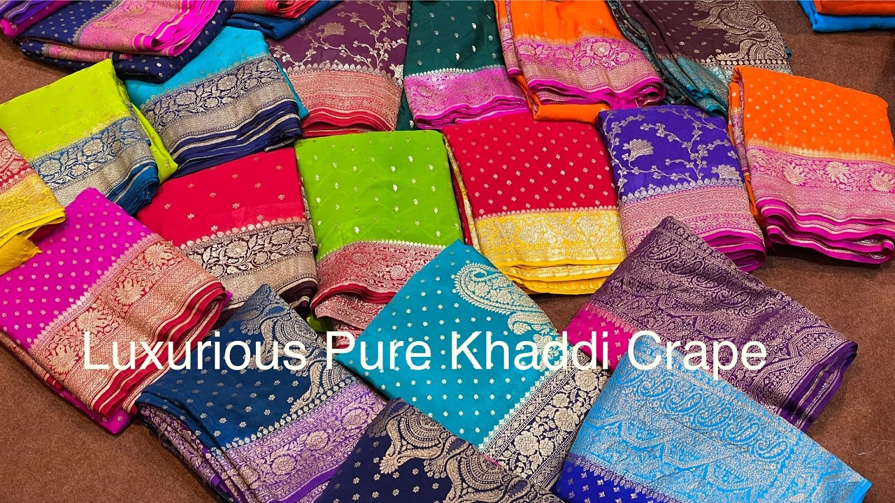 So Much Premium Luxurious Pure Khaddi Crape Georgette Saree Best Colours Ever