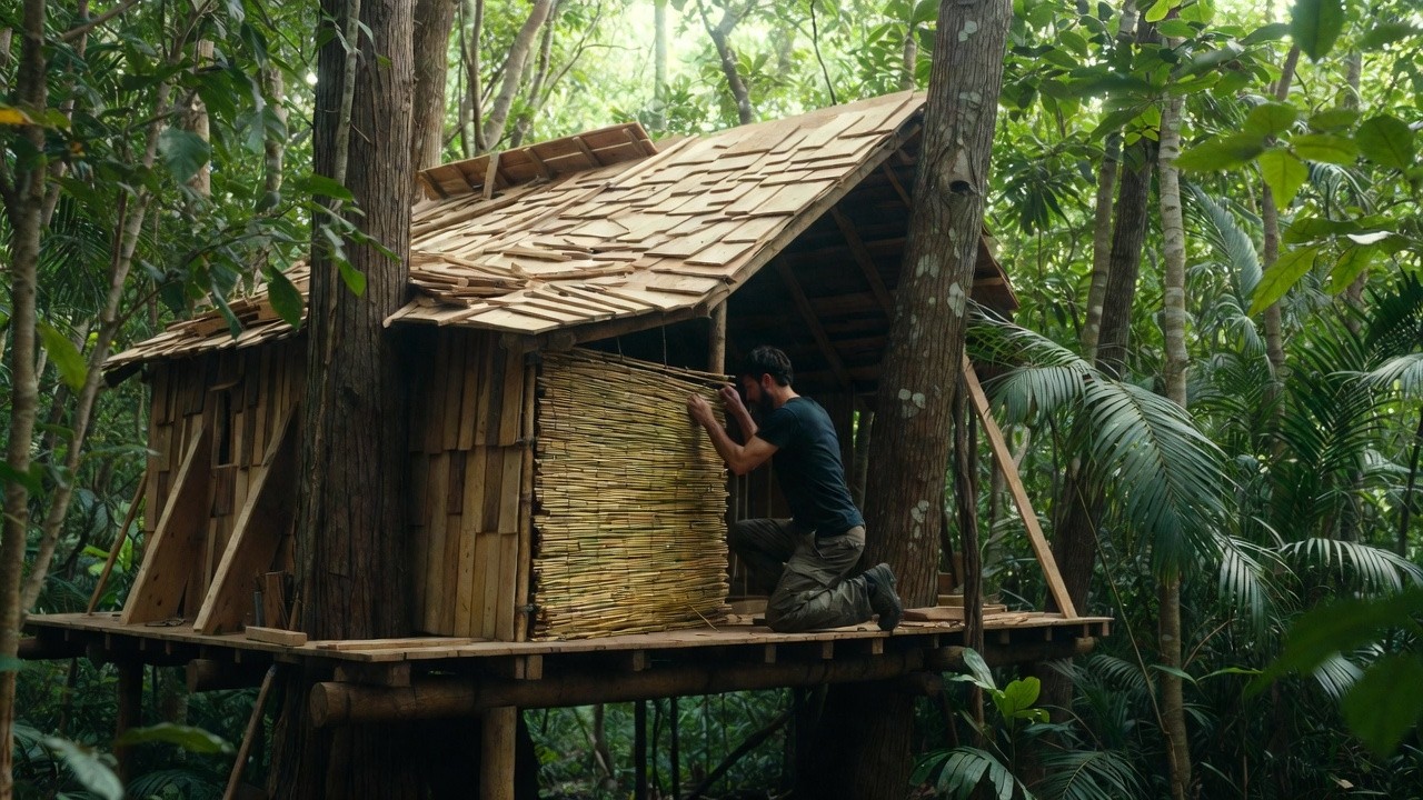 Constructing a High Treehouse in the Amazon Jungle - Solo Survival
