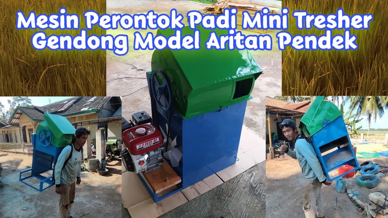 Perontok Padi Mini Tresher Gendong Ringan Aritan Pendek Minimalis Dos Hereg Grabagan