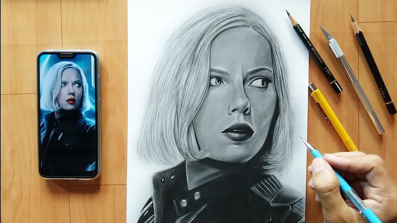 Drawing black widow | scarlett johansson