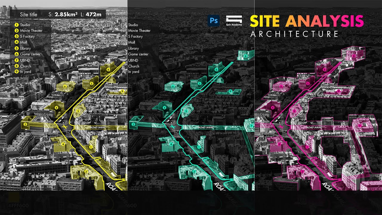 Architecture Site Analysis by A Photo + Photoshop (Phân tích khu đất Kiến Trúc)